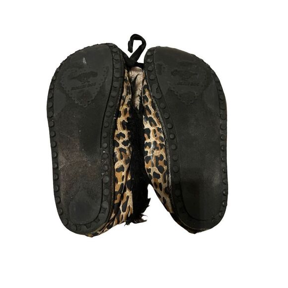 Rocket Dog Leopard Print Moccasin Slippers House Shoes Hard Bottom Faux Fur Fuzz - Picture 8 of 9